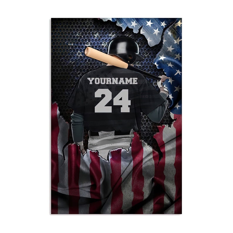 Personalized American Flag Baseball Blanket Gift