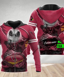 Personalized Arizona Cardinals 3D Hoodie Nfl 3D Hoodie Jack Skellington Custom Name 3D All Over Printed Hoodie