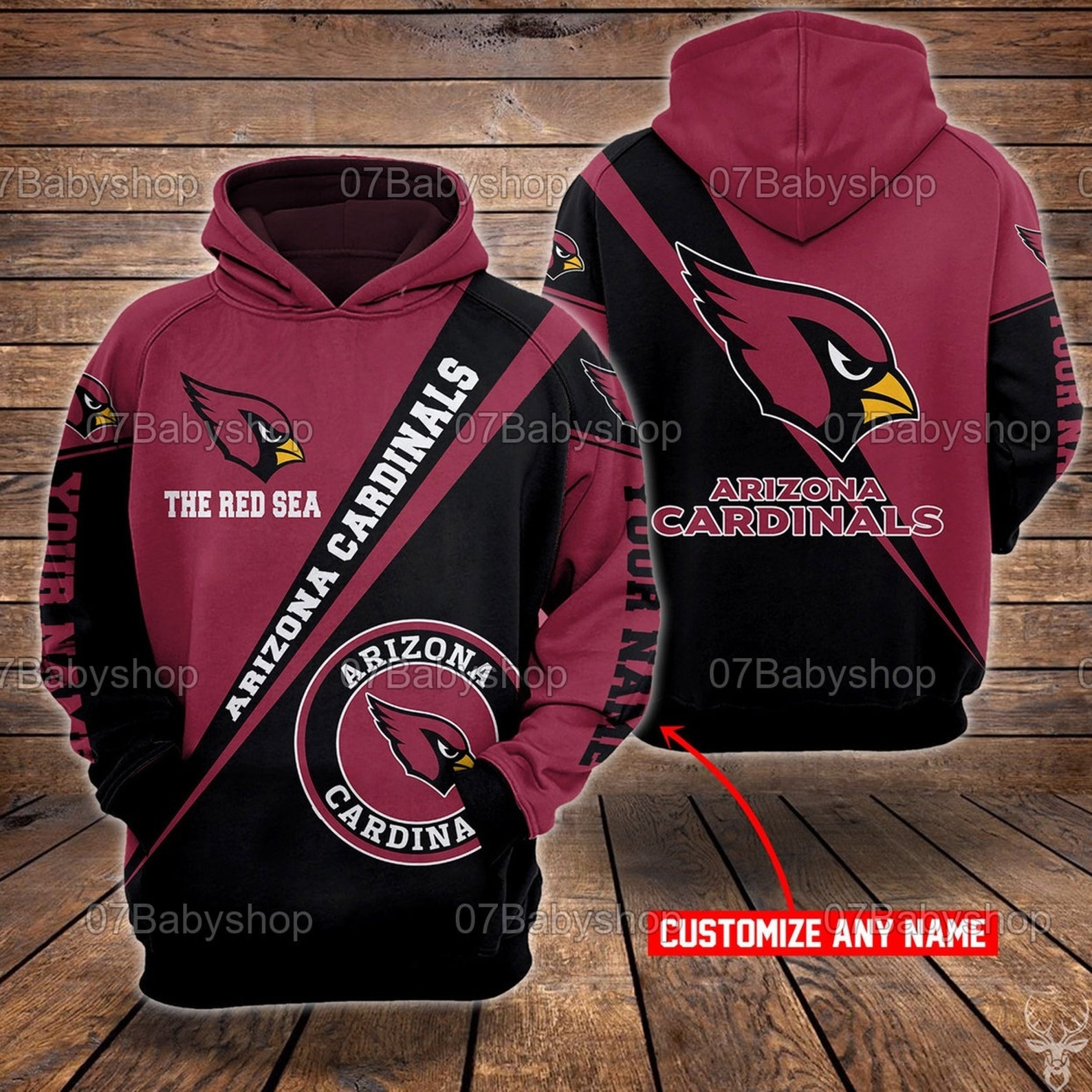 Personalized Arizona Cardinals Nfl Custom Name 3D Printed Pull Over Hoodie, Zip Up Hoodie