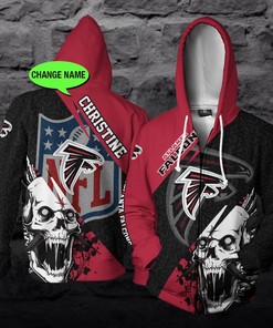 Personalized Atlanta Falcons Nfl Skull Custom 3D All Over Print Hoodie