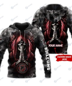 Personalized Atlanta Falcons Skull Nfl Custom 3D All Over Print Hoodie
