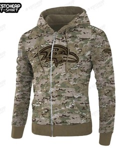 Personalized Baltimore Ravens Camo 3D All Over Print Zip Hoodie Show Your Love For Your Favorite Team