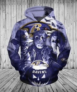 Personalized Baltimore Ravens Nfl 3D All Over Printed Halloween Horror Night Sweatshirt Pullover For Men And Women