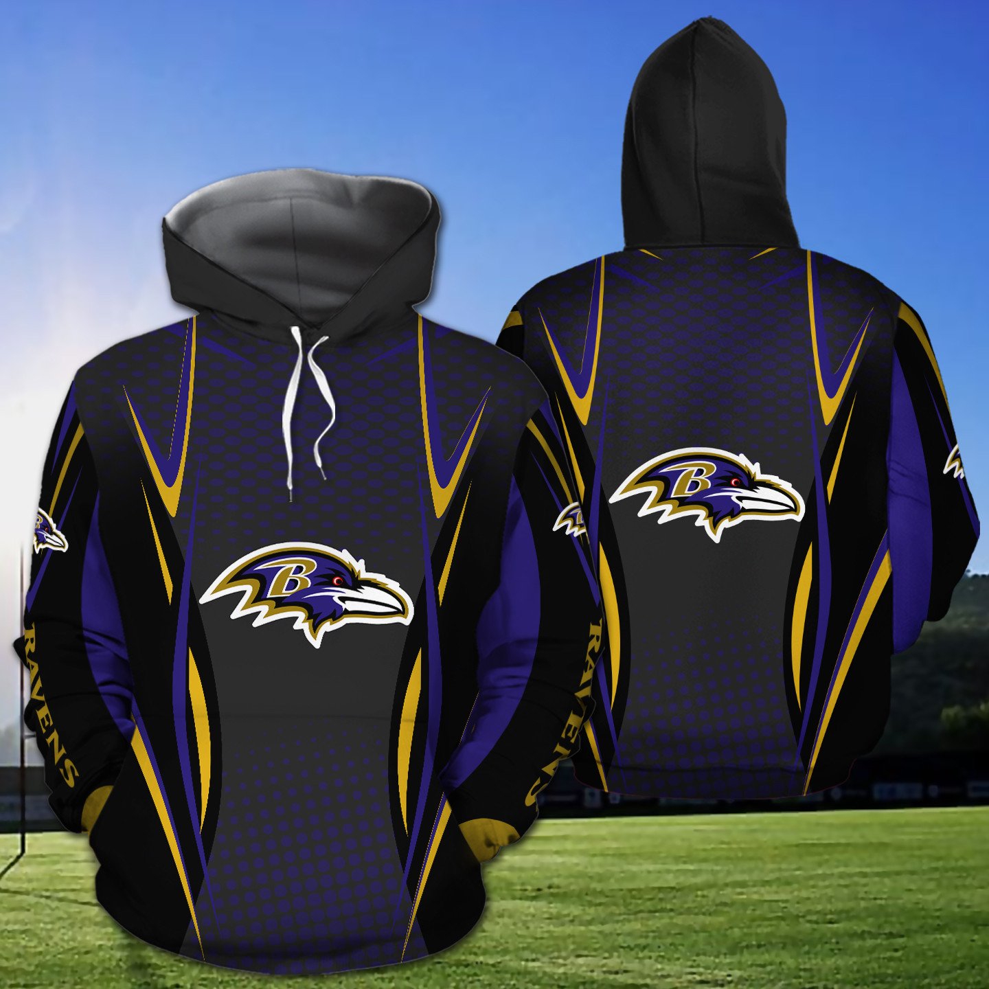Personalized Baltimore Ravens Nfl American Football Sporty Design All Over Print 3D T Shirt Zip Up Hoodie