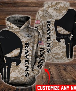 Personalized Baltimore Ravens Nfl Camo Custom 3D All Over Print Zip Up Hoodie Option