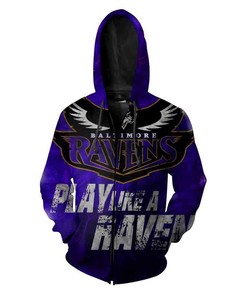 Personalized Baltimore Ravens Nfl Football Play Like A Haven Men And Women 3D All Over Print Zip Up Hoodie