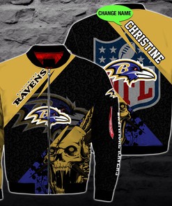 Personalized Baltimore Ravens Nfl Skull Custom 3D All Over Print Hoodie