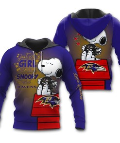 Personalized Baltimore Ravens Snoopy 3D All Over Print Zip Hoodie Show Your Support For Your Favorite Team