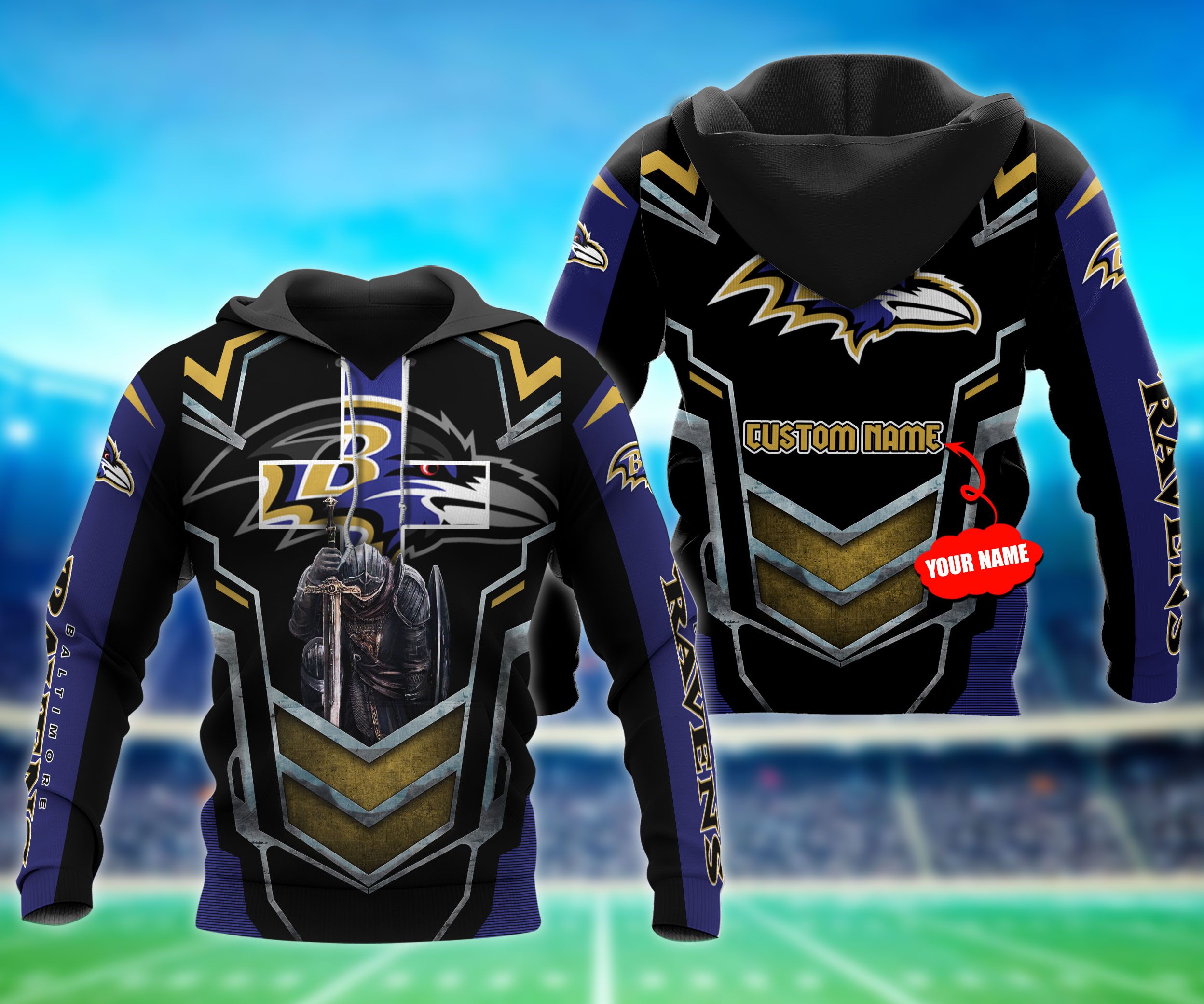 Personalized Baltimore Ravens Team Player 3D Hoodie Zip Hoodie, Nfl 3D All Over Print Hoodie Zip Hoodie
