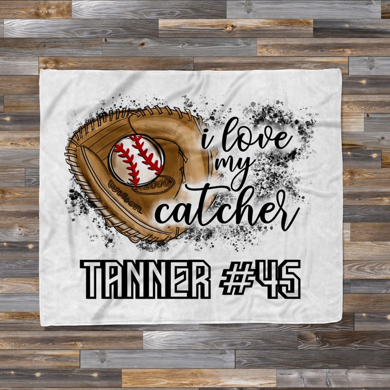 Personalized Baseball Blanket, Baseball Catcher, Baseball Player Blanket