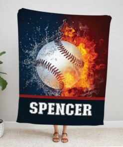 Personalized Baseball Blanket, Baseball Gifts, Sports Gift, Name Blanket, Christmas Gift For Baseball