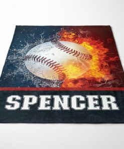 Personalized Baseball Blanket, Baseball Gifts, Sports Gift, Name Blanket, Christmas Gift For Baseball
