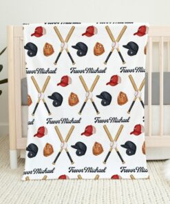 Personalized Baseball Blanket, Boy Name Blanket, Sports Theme, Baseball Swaddle, Toddler Boy Blanket