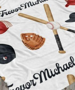 Personalized Baseball Blanket, Boy Name Blanket, Sports Theme, Baseball Swaddle, Toddler Boy Blanket