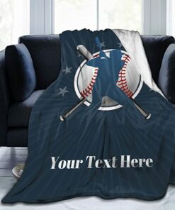 Personalized Baseball Blanket Cozy Soft Flannel Throw Blankets For Bed Couch Living Room