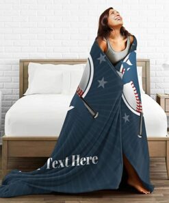 Personalized Baseball Blanket Cozy Soft Flannel Throw Blankets For Bed Couch Living Room