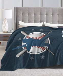 Personalized Baseball Blanket Cozy Soft Flannel Throw Blankets For Bed Couch Living Room