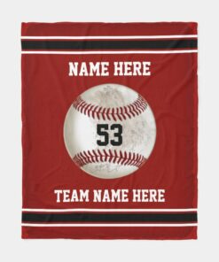 Personalized Baseball Blanket, Custom Name Team