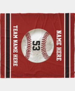 Personalized Baseball Blanket, Custom Name Team