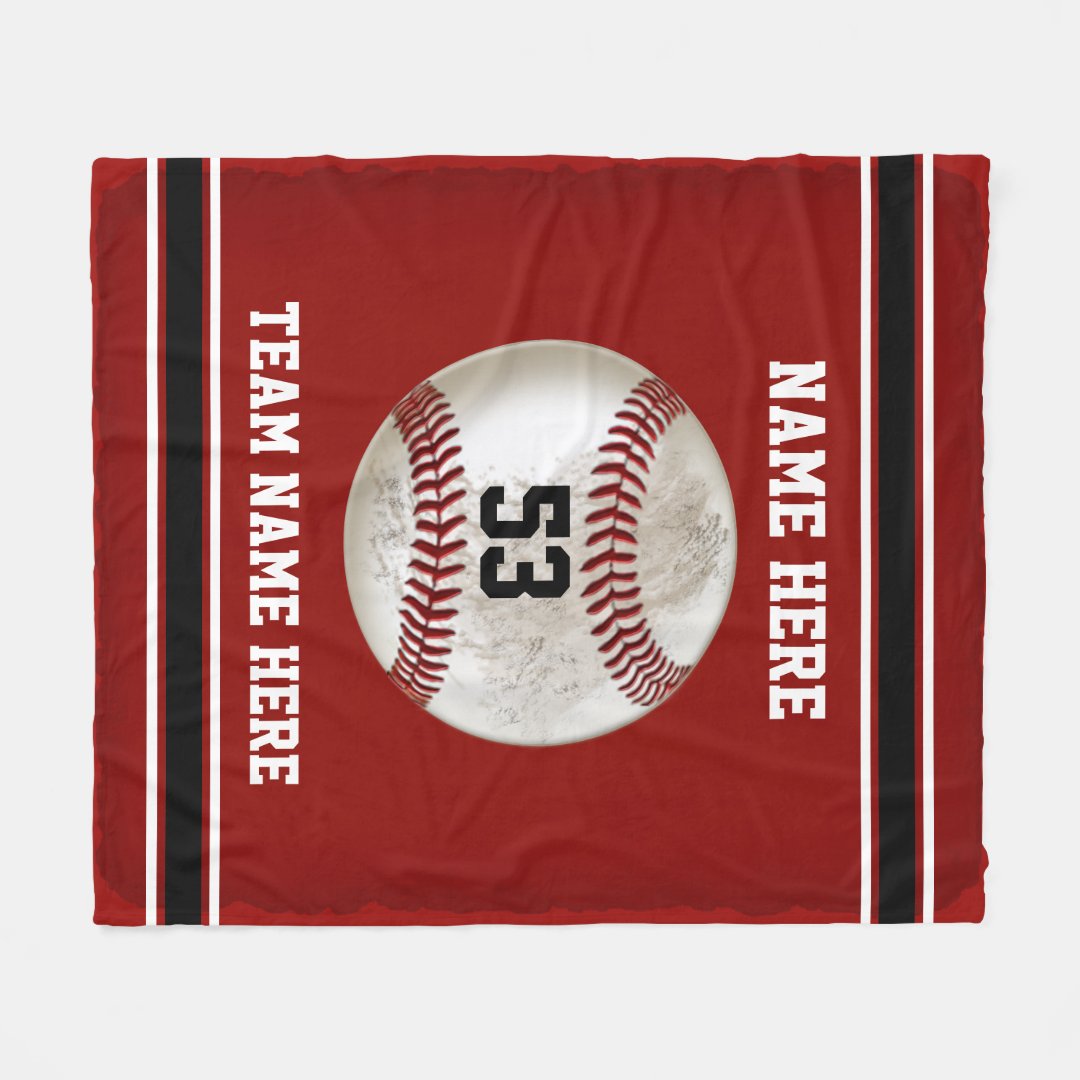 Personalized Baseball Blanket, Custom Name Team