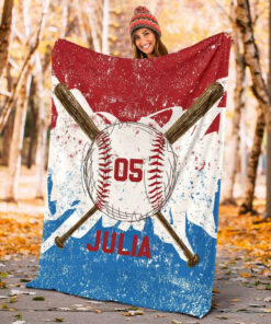 Personalized Baseball Blanket - Gift For Baseball Lovers, Baseball Fleece & Sherpa Blanket