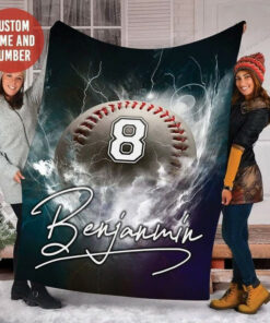 Personalized Baseball Blanket, Gift For Son, Dad Players