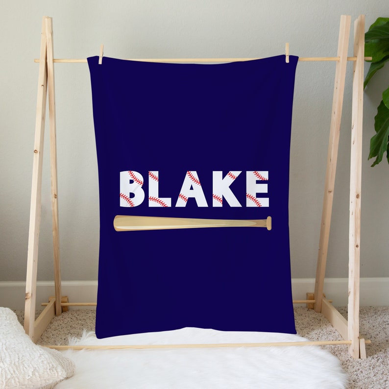 Personalized Baseball Blanket, Sport Gift, Boy Baby Name Blanket