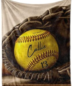 Personalized Baseball- Custom Name With Number Ball Fleece Sherpa Blanket