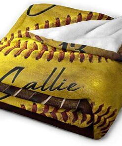 Personalized Baseball- Custom Name With Number Ball Fleece Sherpa Blanket