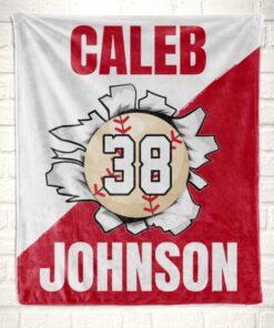 Personalized Baseball Player Gift For Boys,Sports Blanket For Kids Or Teens