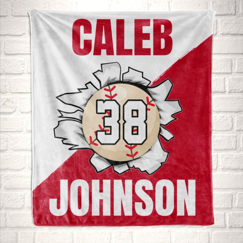 Personalized Baseball Player Gift For Boys,Sports Blanket For Kids Or Teens