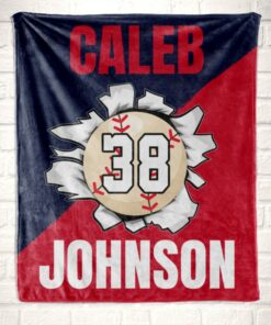 Personalized Baseball Player Gift For Boys,Sports Blanket For Kids Or Teens, Birthday Christmas
