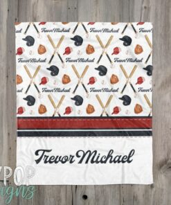 Personalized Boy Baseball Blanket, Custom Name Blanket, Baseball Nursery Blanket, Boy Sports Name Blanket