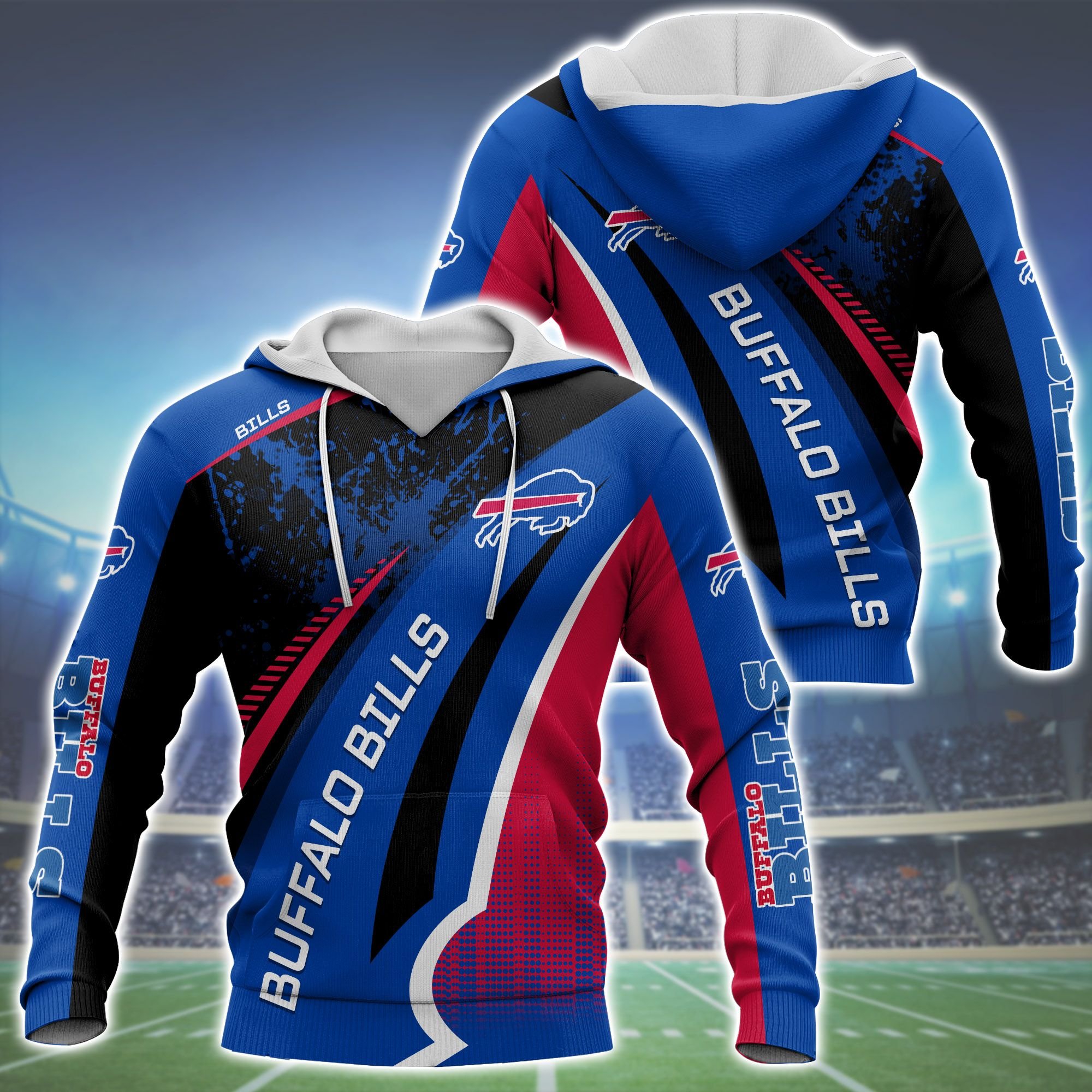 Personalized Buffalo Bills 3D All Over Print Zip Hoodie Style 6 Show Your Support For Your Favorite Team