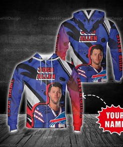 Personalized Buffalo Bills Josh Allen American Football Team Nfl Custom Name 3D All Over Print Zip Up Hoodie Option