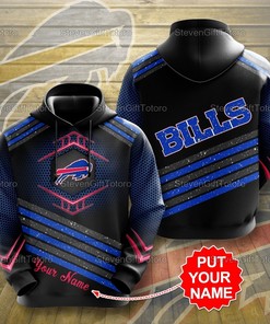 Personalized Buffalo Bills Nfl Hoodie Custom Name 3D Printed Pull Over Hoodie With Zip Up Option