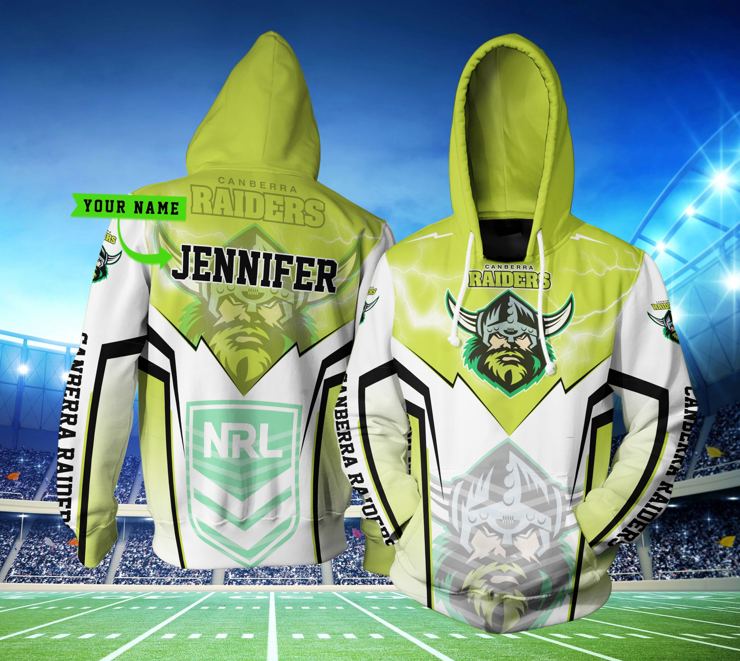Personalized Canberra Raiders Lightning New Nrl Custom 3D All Over Print Hoodie