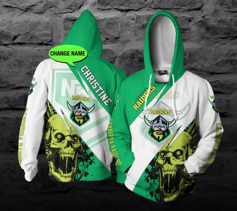 Personalized Canberra Raiders Nrl Skull Custom 3D All Over Print Hoodie