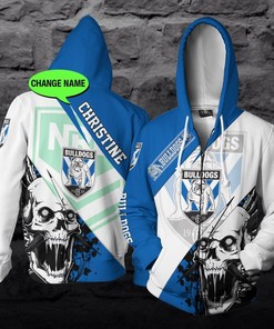 Personalized Canterbury Bankstown Bulldogs Nrl Skull Custom 3D All Over Print Hoodie