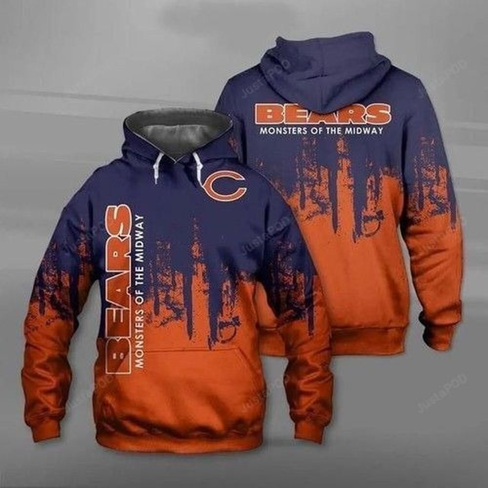 Personalized Chicago Bears 3D Graphic All Over Print Zip Up Hoodie