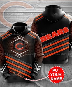Personalized Chicago Bears Custom Name 3D Printed Zip Up Hoodie