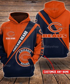 Personalized Chicago Bears Nfl Customized 3D Printed Pull Over Hoodie, Zip Up Hoodie