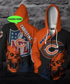 Personalized Chicago Bears Nrl Skull Custom 3D All Over Print Hoodie