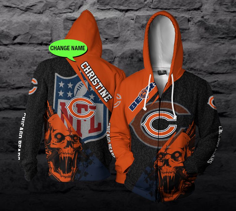 Personalized Chicago Bears Nrl Skull Custom 3D All Over Print Hoodie