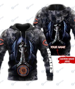 Personalized Chicago Bears Skull Nfl Custom 3D All Over Print Hoodie