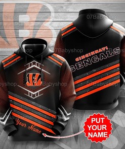 Personalized Cincinnati Bengals Nfl Custom Name 3D All Over Print Zip Up Hoodie Option