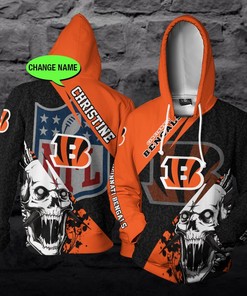 Personalized Cincinnati Bengals Nfl Skull Custom 3D All Over Print Hoodie
