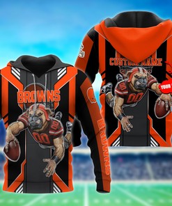 Personalized Cleveland Browns Mascot New Nfl 3D All Over Print Zip Up Hoodie Option