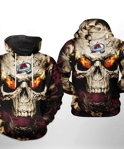Personalized Colorado Avalanche Nhl Skull 3D All Over Print Zip Up Hoodie Option Gift