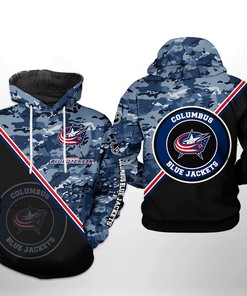 Personalized Columbus Blue Jackets Nhl Camo Team 3D All Over Print Zip Up Hoodie Option Present